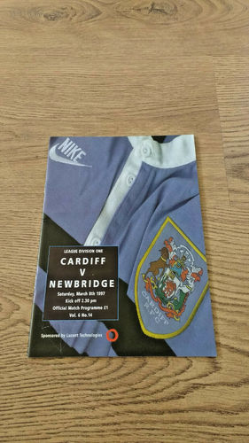 Cardiff v Newbridge Mar 1997 Rugby Programme