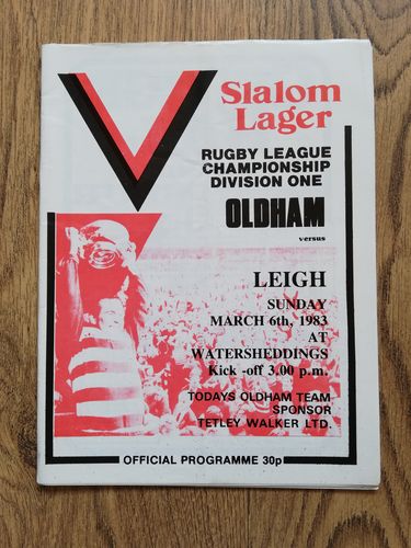 Oldham v Leigh Mar 1983 Rugby League Programme