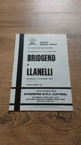 Bridgend v Llanelli Mar 1979 Welsh Cup Semi-Final Rugby Programme