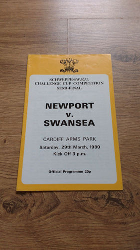 Newport v Swansea 1980 Welsh Cup Semi-Final Signed Rugby Programme