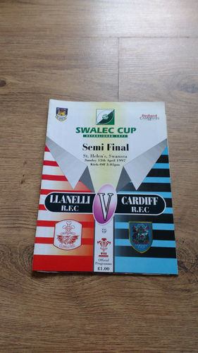Llanelli v Cardiff Apr 1997 Welsh Cup Semi-Final Rugby Programme