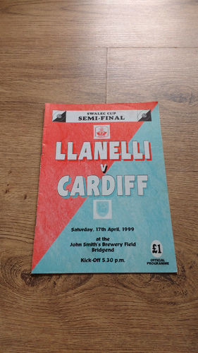 Llanelli v Cardiff Apr 1999 Welsh Cup Semi-Final Rugby Programme