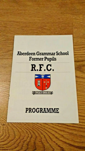 Aberdeen Grammer School FP v Gordonians Nov 1992 Rugby Programme