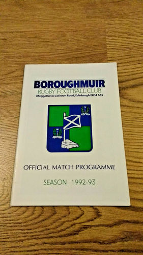 Boroughmuir v Llanelli Feb 1993 Rugby Programme