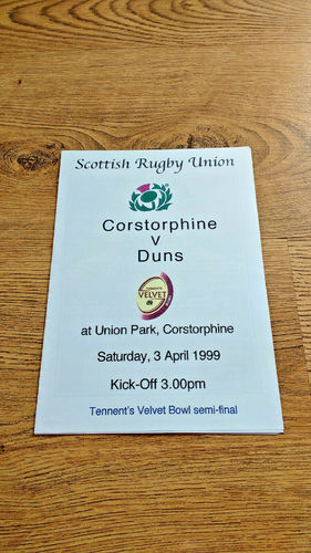 Corstorphine v Duns 1999 Tennents Velvet Bowl Semi-Final Rugby Programme