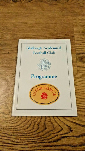 Edinburgh Academicals v Pontypool Feb 1991 Rugby Programme