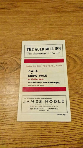 Gala v Ebbw Vale Nov 1972 Rugby Programme