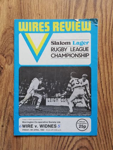 Warrington v Widnes Apr 1982 Rugby League Programme