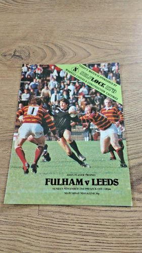 Fulham v Leeds Nov 1980 John Player Trophy Rugby League Programme