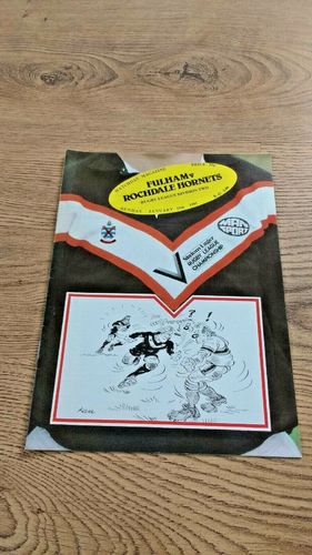 Fulham v Rochdale Hornets Jan 1981 Rugby League Programme