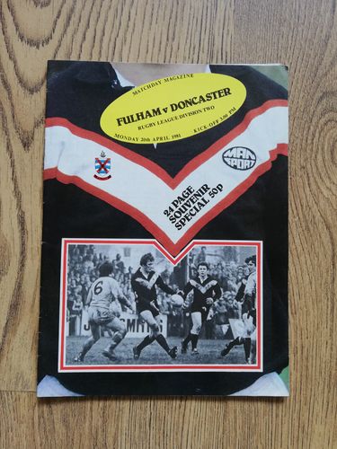 Fulham v Doncaster Apr 1981 Rugby League Programme