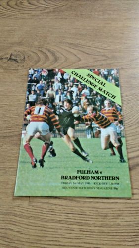 Fulham v Bradford Northern May 1981 Rugby League Programme