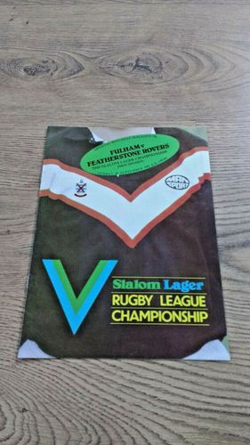 Fulham v Featherstone Rovers Sept 1981 Rugby League Programme