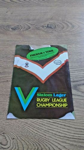 Fulham v York Oct 1981 Rugby League Programme