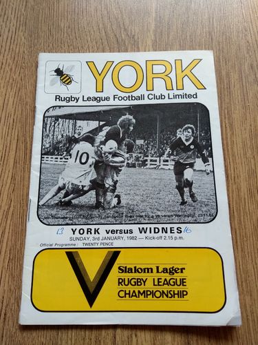 York v Widnes Jan 1982 Rugby League Programme