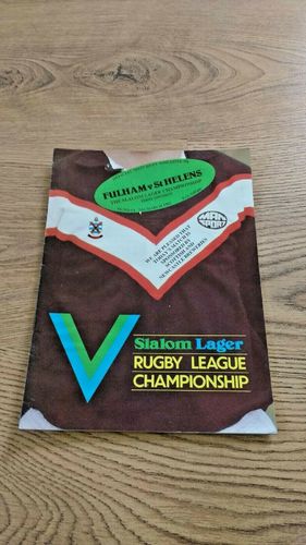 Fulham v St Helens Mar 1982 Rugby League Programme