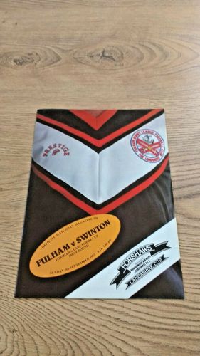 Fulham v Swinton Sept 1982 Lancashire Cup 1st round Rugby League Programme