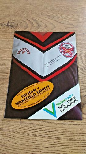 Fulham v Wakefield Trinity Sept 1982 Rugby League Programme