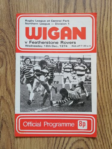 Wigan v Featherstone Dec 1974 Rugby League Programme