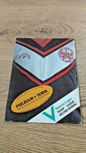 Fulham v York Apr 1983 Rugby League Programme