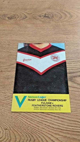Fulham v Featherstone Rovers Aug 1983 Rugby League Programme