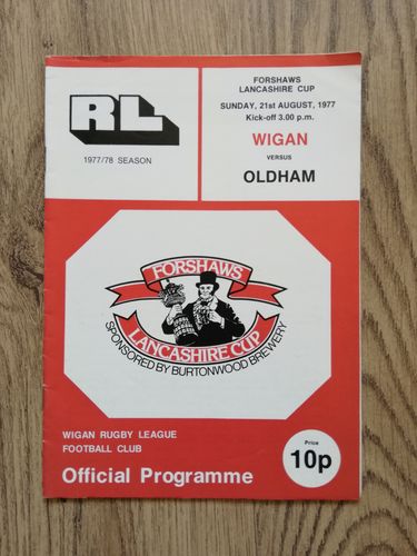 Wigan v Oldham Aug 1977 Lancashire Cup