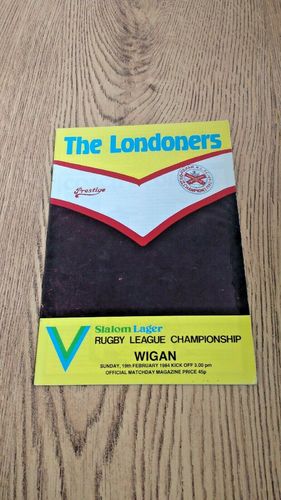 Fulham v Wigan Feb 1984 Rugby League Programme