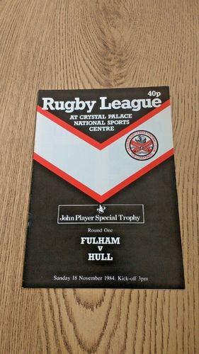 Fulham v Hull 1984 John Player Special Trophy 1st round Rugby League Programme