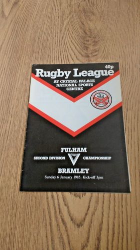 Fulham v Bramley Jan 1985 Rugby League Programme