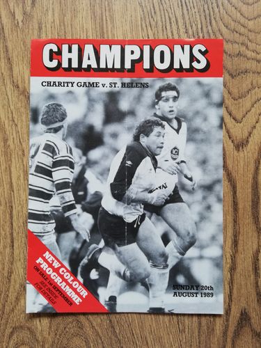 Widnes v St Helens Aug 1989 Charity Match Rugby League Programme