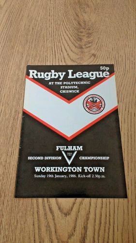 Fulham v Workington Town Jan 1986 Rugby League Programme