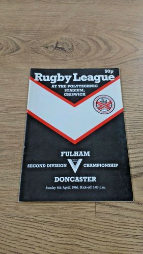 Fulham v Doncaster Apr 1986 Rugby League Programme