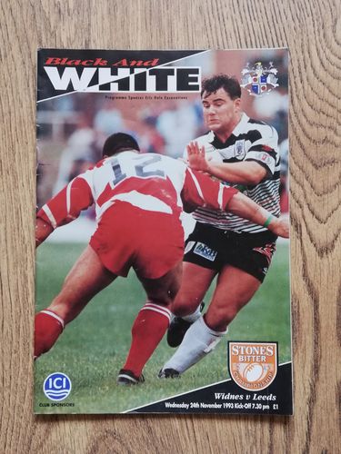 Widnes v Leeds Nov 1993 Rugby League Programme
