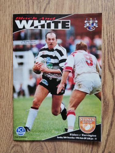 Widnes v Warrington Dec 1993 Rugby League Programme