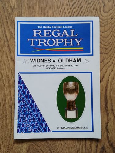 Widnes v Oldham Dec 1994 Regal Trophy RL Programme