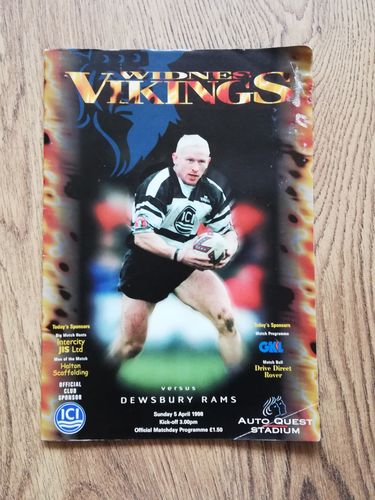 Widnes v Dewsbury Apr 1998 Rugby League Programme
