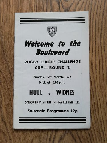 Hull v Widnes Mar 1978 Challenge Cup RL Programme