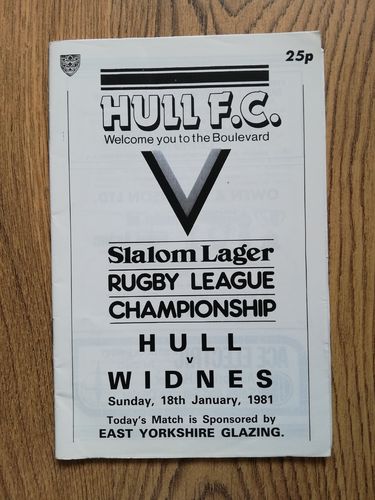 Hull v Widnes Feb 1981 Rugby League Programme
