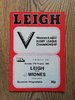 Leigh v Widnes Aug 1980 Rugby League Programme