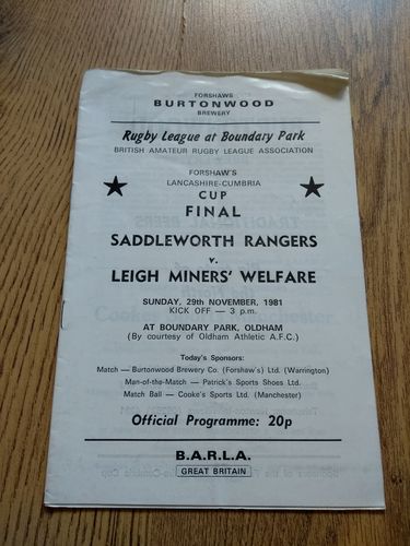 Saddleworth Rangers v Leigh Miners Welfare 1981 Lancs-Cumbria Amateur Cup Final