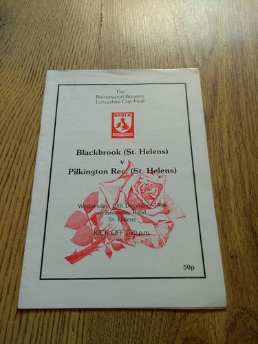 Blackbrook v Pilkington Rec 1986 Lancashire Amateur Cup Final RL Programme