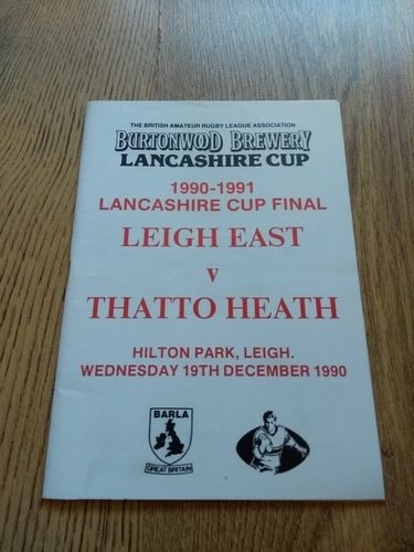 Leigh East v Thatto Heath 1990 Lancashire Amateur Cup Final RL Programme