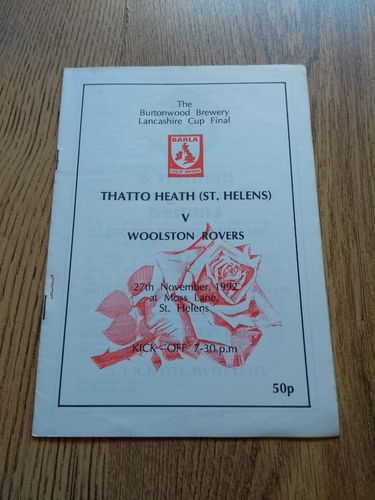 Thatto Heath v Woolston Rovers 1992 Amateur Cup Final RL Programme
