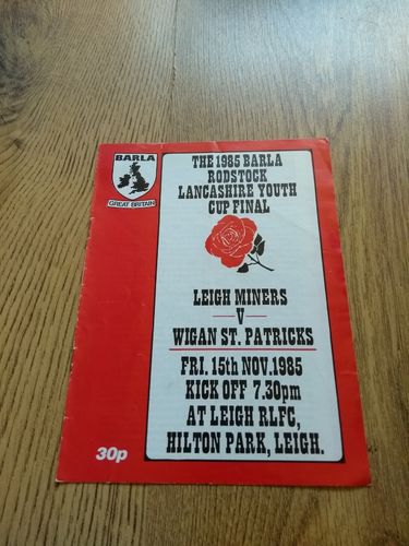 Leigh Miners v Wigan St Patricks 1985 Youth Cup Final RL Programme