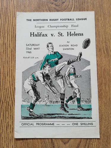 Halifax v St Helens 1965 Championship Final Rugby League Programme