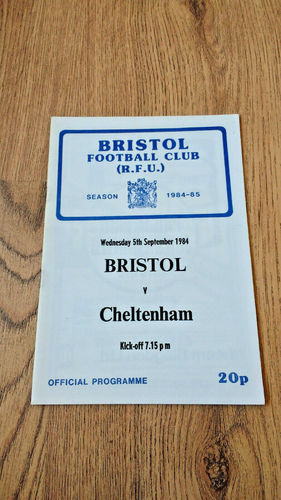 Bristol v Cheltenham Sept 1984 Rugby Programme
