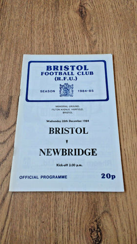 Bristol v Newbridge Dec 1984 Rugby Programme