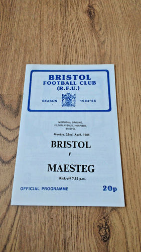 Bristol v Maesteg Apr 1985 Rugby Programme