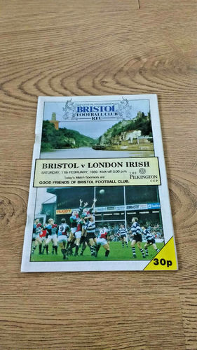 Bristol v London Irish 1989 Pilkington Cup 4th round Rugby Programme