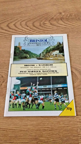 Bristol v Waterloo Jan 1989 Rugby Programme